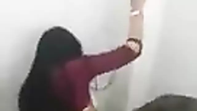 Quickie before work using a toilet fuck